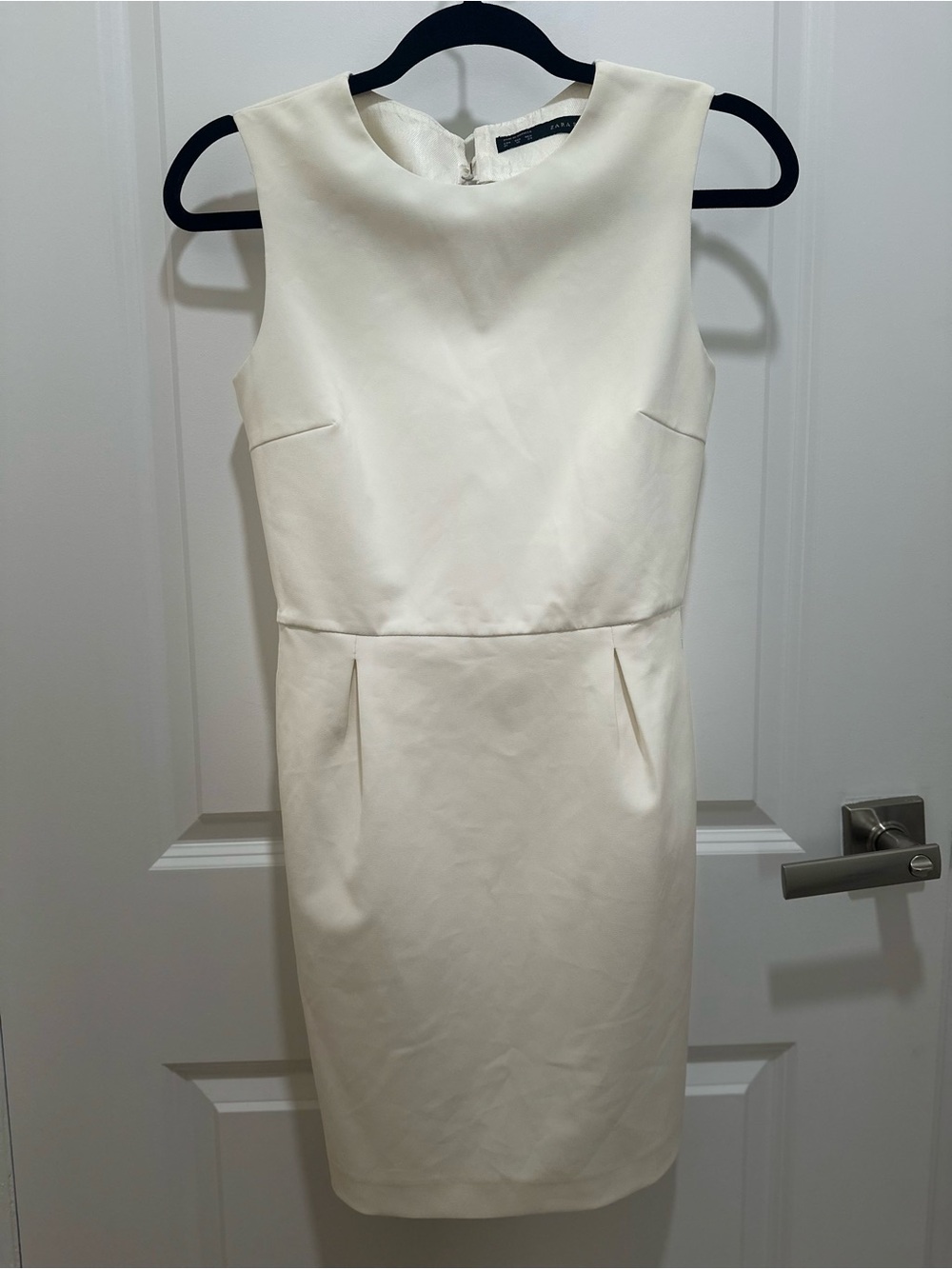 Zara Cream Sleeveless Midi Sheath Dress